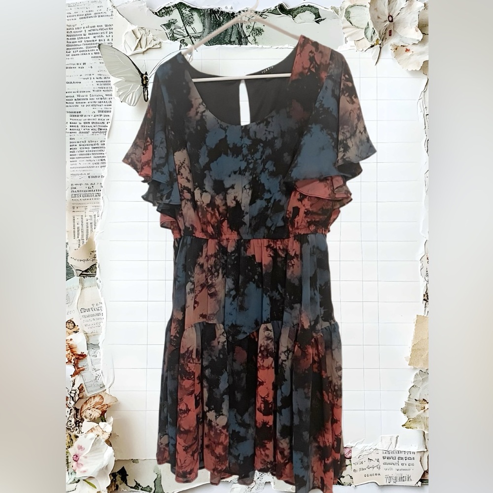 Unusual Torrid flounce mini dress gorgeous colors 1X